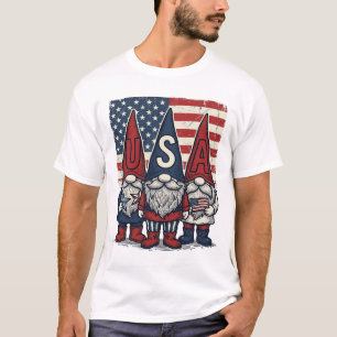 Patriotic USA Gnome Trio Vintage Vector Design_1 T-Shirt