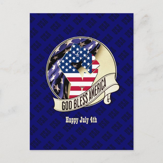 Patriotic USA God Bless America Postcard (Front)