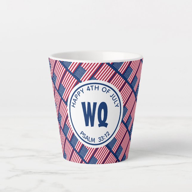 Patriotic USA | Happy 4th of July | American Flag Latte Mug (Front)