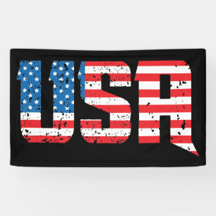 Patriotic USA in Red, White, and Blue Banner