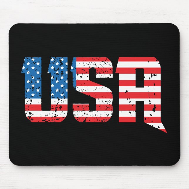 Patriotic USA in Red, White, and Blue Mouse Pad (Front)