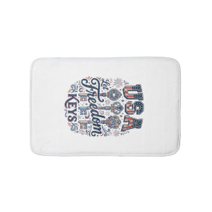 Patriotic USA Let Freedom Keys Vector Shirt Design Bath Mat
