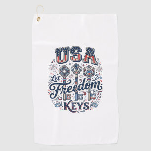 Patriotic USA Let Freedom Keys Vector Shirt Design Golf Towel