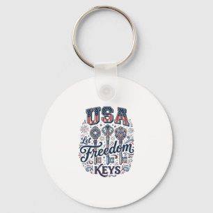 Patriotic USA Let Freedom Keys Vector Shirt Design Keychain