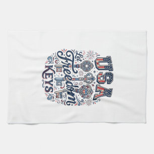 Patriotic USA Let Freedom Keys Vector Shirt Design Kitchen Towel