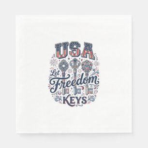 Patriotic USA Let Freedom Keys Vector Shirt Design Napkin