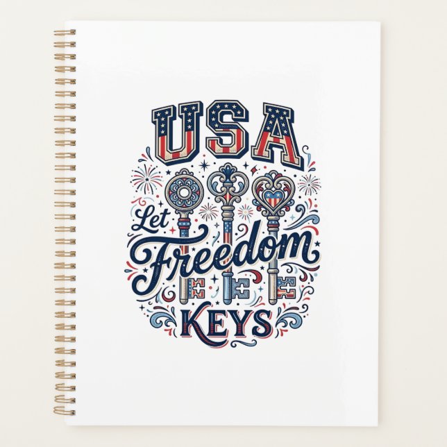 Patriotic USA Let Freedom Keys Vector Shirt Design Planner (Front)