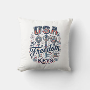 Patriotic USA Let Freedom Keys Vector Shirt Design Throw Pillow