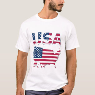 Patriotic USA Lettering, Map, Flag Political Stars T-Shirt
