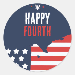 Patriotic USA Map 4th of July  Classic Round Sticker