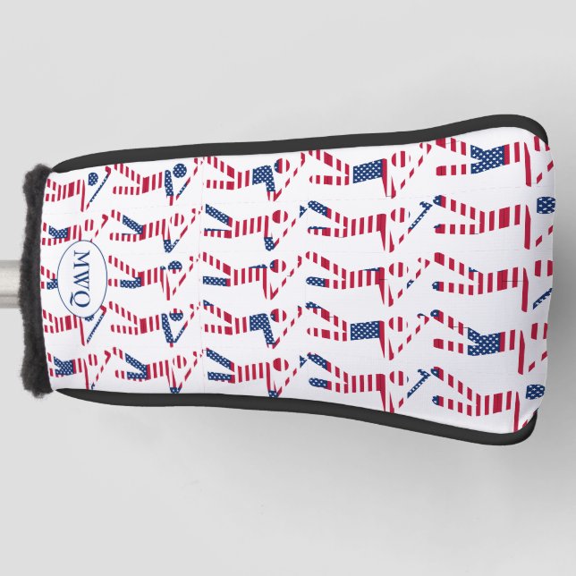  Patriotic USA Monogram PUTTER Golf Head Cover (Front)