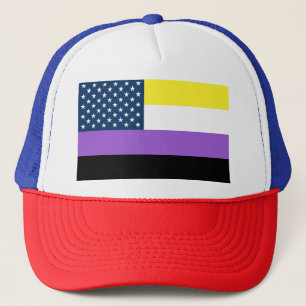 Patriotic USA Nonbinary Flag Trucker Hat