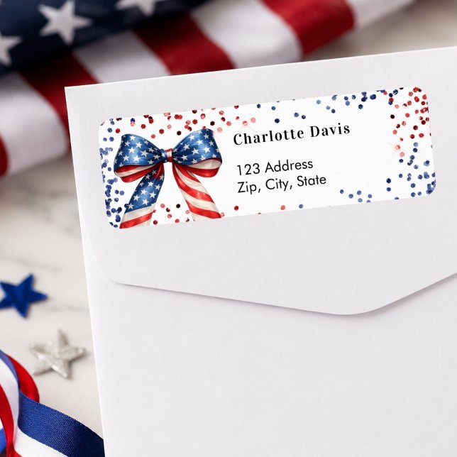 Patriotic USA red white blue bow return address (Creator Uploaded)