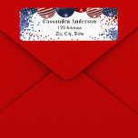 Patriotic USA red white blue flag return address<br><div class="desc">White background. Decorated with patriotic coloured  balloons in red blue and white. Blue and red sparkles. Personalize and add your name and return address.</div>