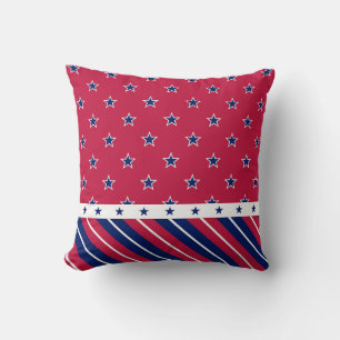 Patriotic USA Red White Blue Stars Stripes Throw Pillow