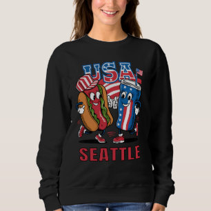 Patriotic USA Seattle Hot Dog and Soda Sweatshirt