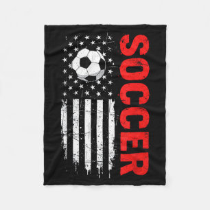 Patriotic usa soccer ball distressed american flag fleece blanket