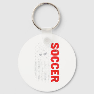 Patriotic usa soccer ball distressed american flag keychain
