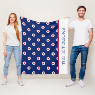 Patriotic USA Stars Stripes NAME Red White Blue Fleece Blanket