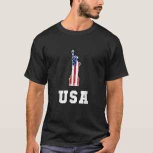 Patriotic USA Statue Of Liberty American Flag For  T-Shirt