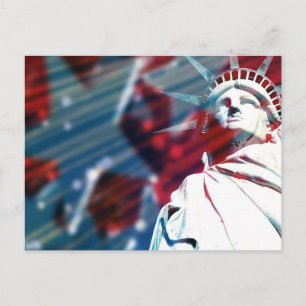 Patriotic USA Statue of Liberty Flag Design Postcard