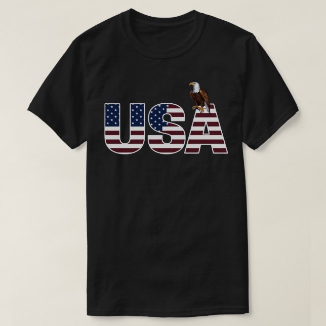 Patriotic USA with Bold Eagle T-Shirt (Design Front)