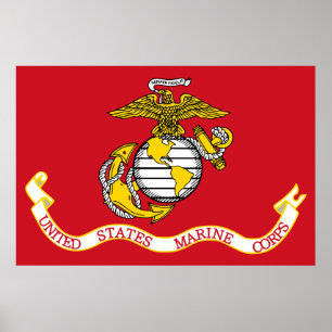 Patriotic USMC Flag Poster