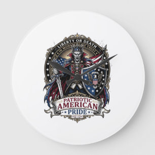 Patriotic Vampire Liberty Lord Horror Monster Patr Large Clock