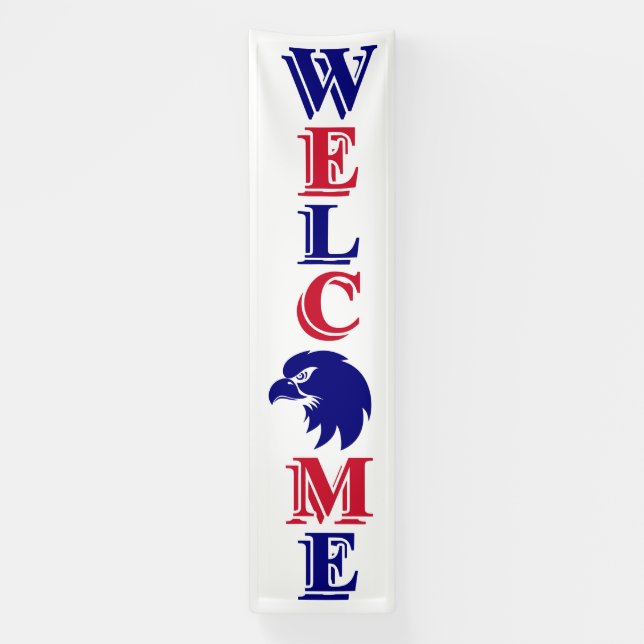 Patriotic Vertical Welcome Sign with Eagle Emblem (Vertical)
