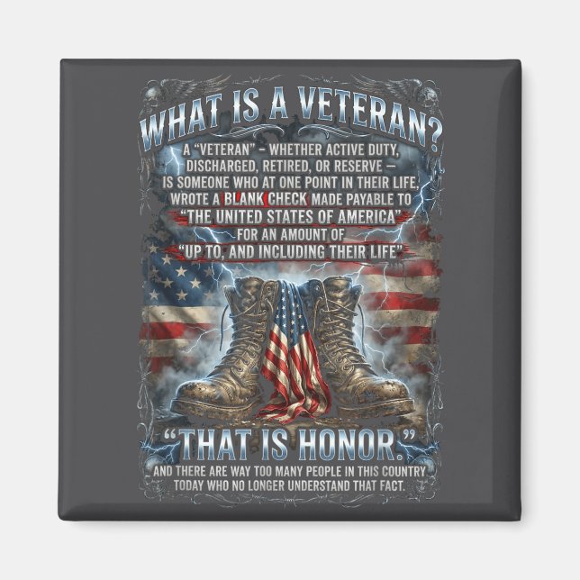 Patriotic Veteran Definition Blank Check Sacrifice Magnet (Front)