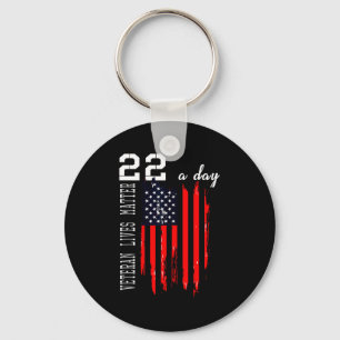 Patriotic Veteran Lives 22 Day Graphic Art Keychain