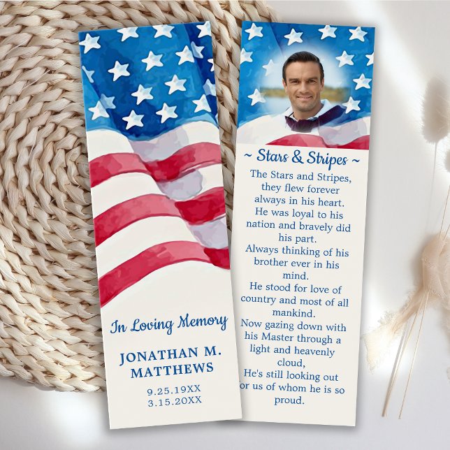 Patriotic Veteran Memorial Funeral Prayer Bookmark (Creator Uploaded)