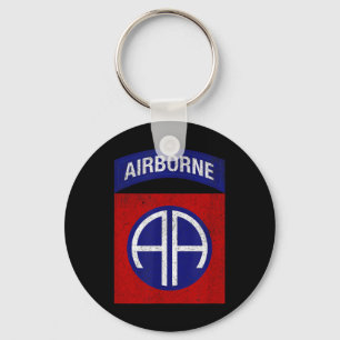 Patriotic Veteran Military Distressed 82nd Airborn Keychain