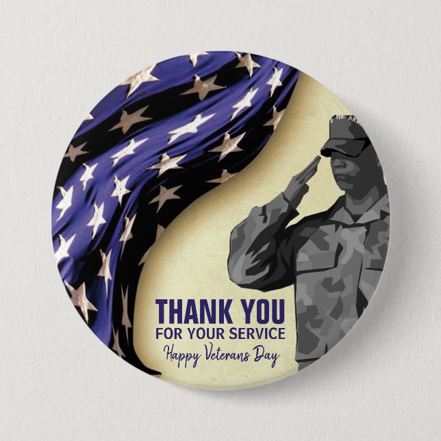 Patriotic VETERANS DAY 3 Inch Round Button (Front)