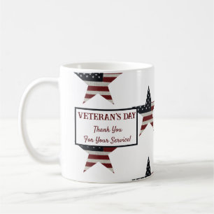 Patriotic Veteran's Day American Flag Star Coffee Mug