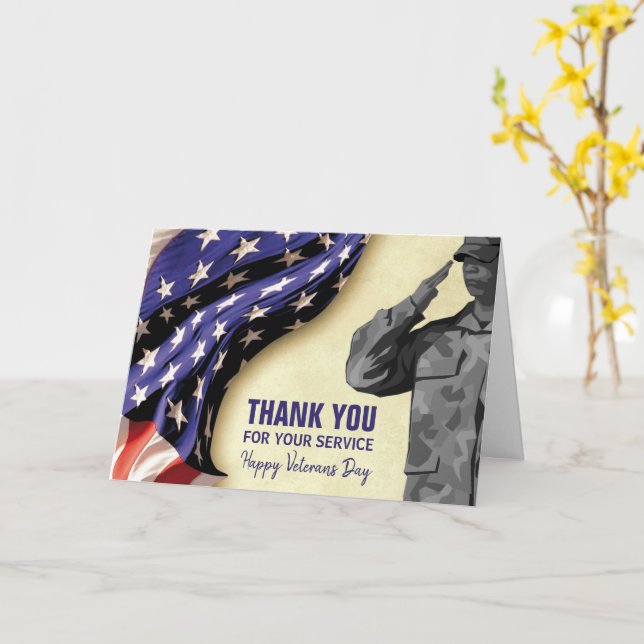 Patriotic VETERANS DAY Card (Yellow Flower)