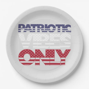 Patriotic Vibes Only Stars and Stripes USA Funny Paper Plate