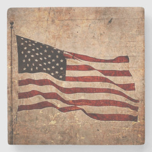 Patriotic Vintage American Flag Independence Day Stone Coaster