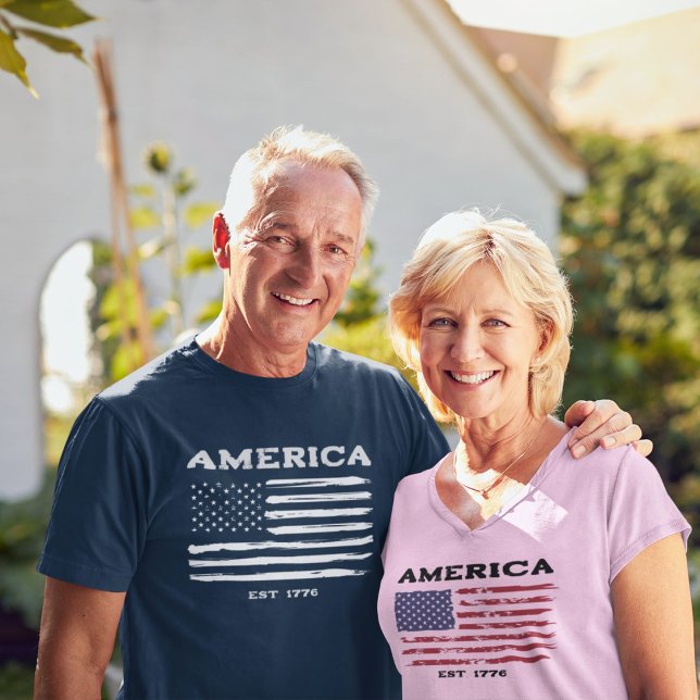 Patriotic Vintage American Flag T-Shirt (Available in Mens, Womens, Kids, multiple styles, sizes, colors and additional products. )