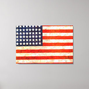Patriotic Vintage American Flag Wall Canvas Art