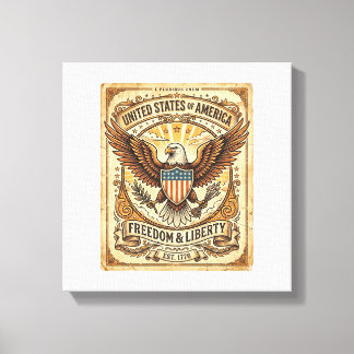 Patriotic Vintage Bald Eagle Distressed Canvas Print
