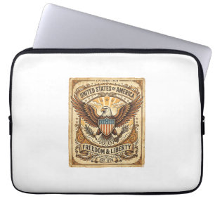 Patriotic Vintage Bald Eagle Distressed Laptop Sleeve
