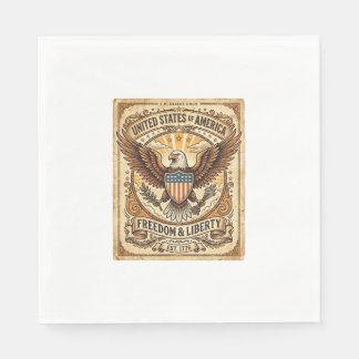 Patriotic Vintage Bald Eagle Distressed Napkin