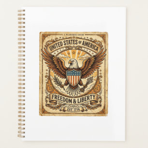 Patriotic Vintage Bald Eagle Distressed Planner