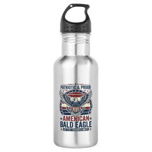 Patriotic Vintage Bald Eagle Distressed T-Shirt (3 532 Ml Water Bottle