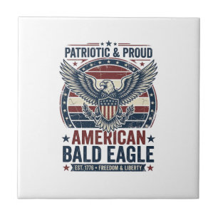 Patriotic Vintage Bald Eagle Distressed T-Shirt (3 Tile