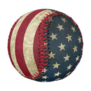 Patriotic Vintage Baseball with American Flag