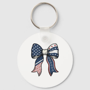 Patriotic Vintage Engraved Bow Vector Design_1 Keychain