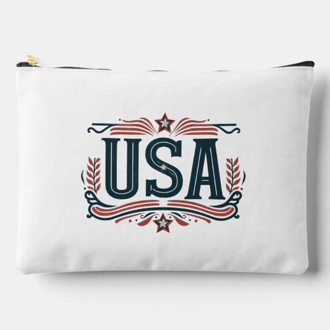 Patriotic, vintage USA  Accessory Pouch (Front)