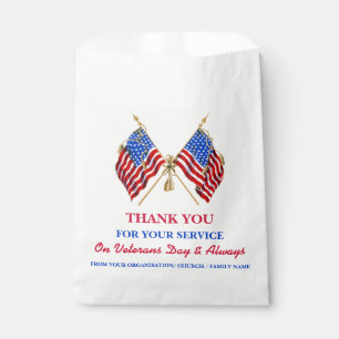 Patriotic Vintage USA Flag Thank You Veterans  Favour Bag